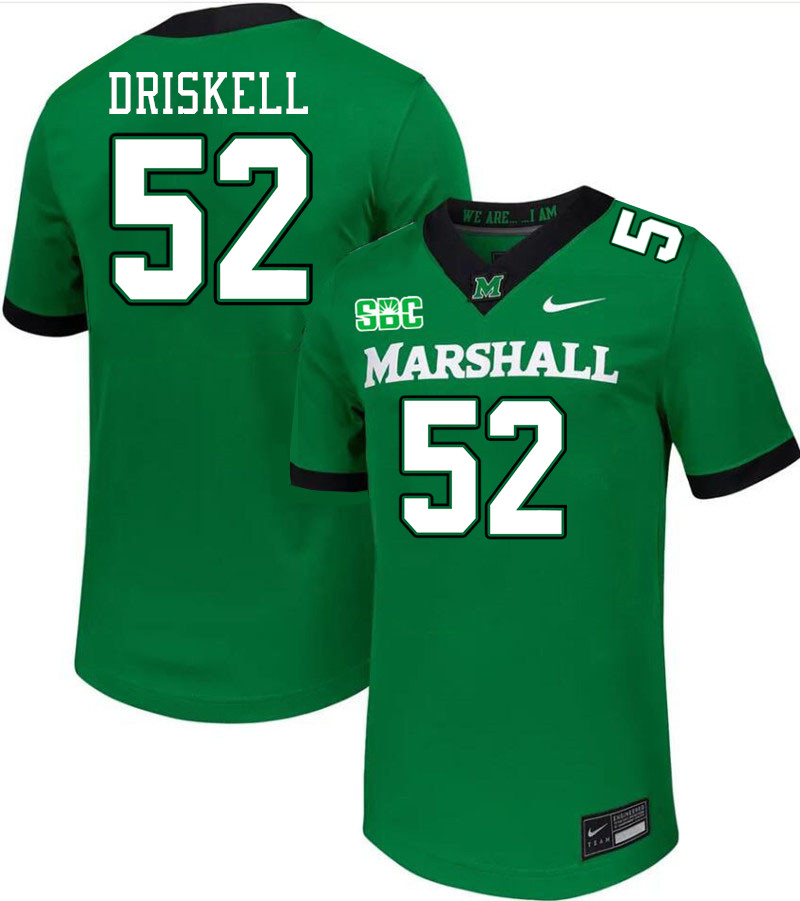 Marshall Thundering Herd #52 Ethan Driskell College Football Jerseys,Uniforms-Green